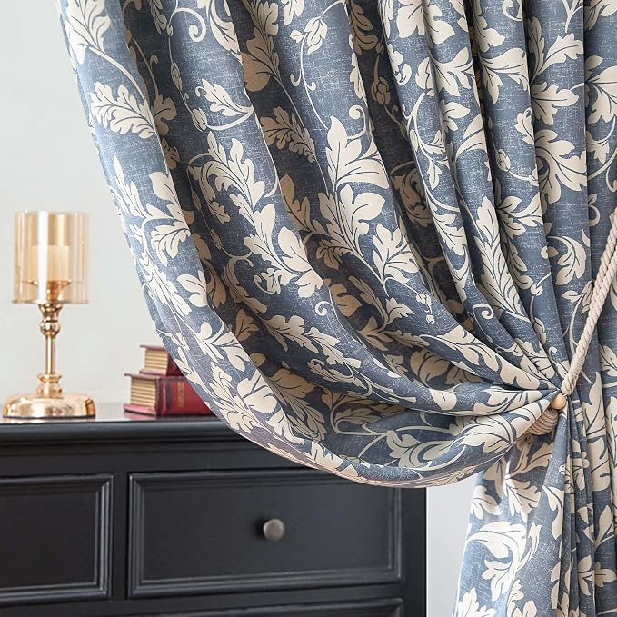 jinchan Blue Floral Blackout Curtains 84 Inch Farmhouse Grommet 2 Panels | Room - Image 9