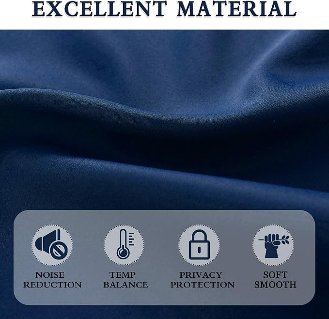 Blue Curtains 96 Inch Length Thermal Insulated Room Darkening Blackout Curtains - Image 4