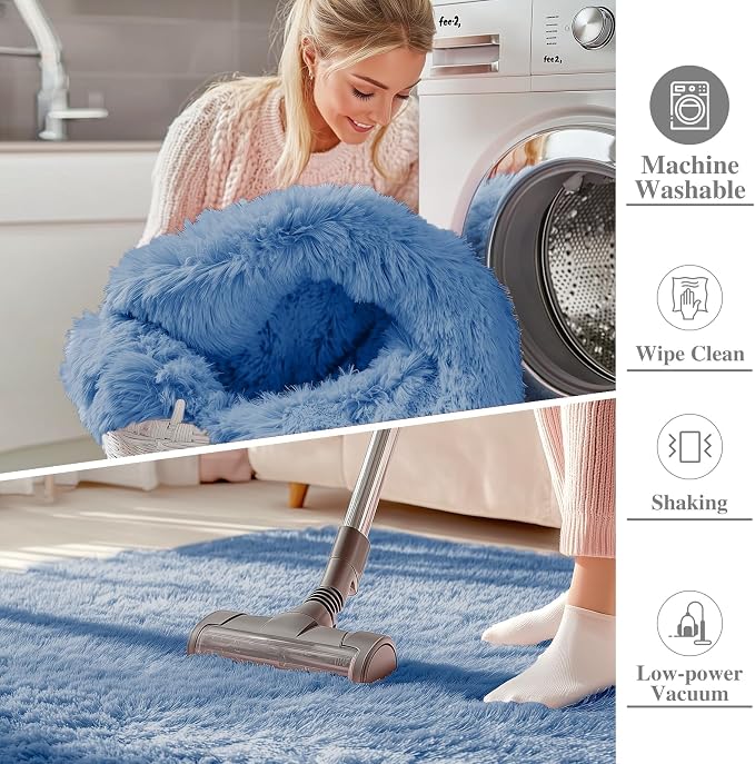 OLANLY 3x5 Machine Washable Small Bedside Rug, Soft Fluffy Shaggy Rugs - Image 2