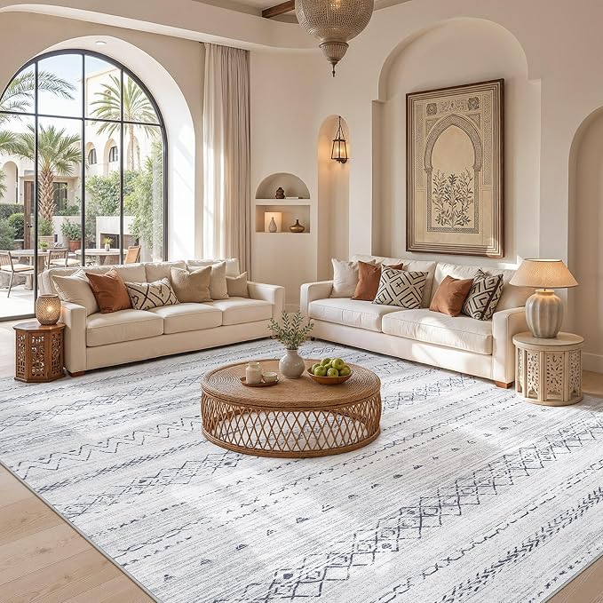 cotiled Boho 12x15 Area Rug for Living Room: Large Moroccan Washable Rug | - Image 4