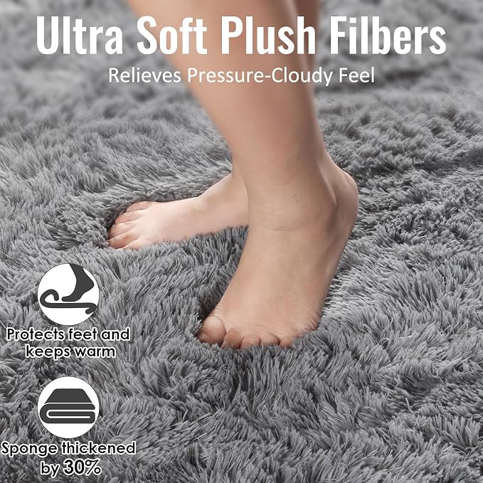 Grey Area Rugs for Living Room Bedroom Rug 5x8 Rugs Soft Plush Fluffy Rug for - Image 6