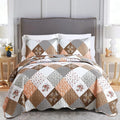 Dinjoy Patchwork Quilt Set Queen Size, Boho Floral Bedspreads, 3 Pieces | by DINJOY