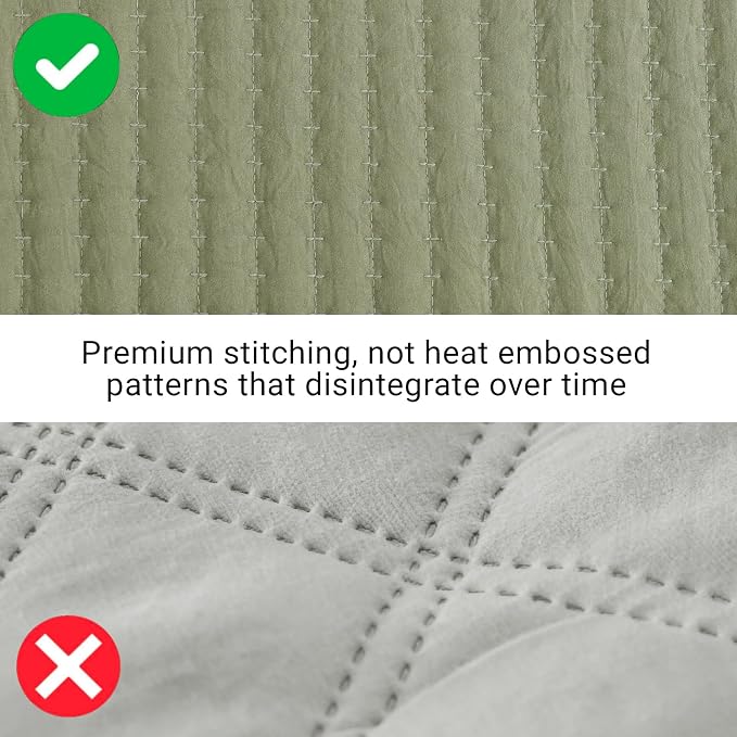 King Size Quilt-Lightweight Bedspreads Olive Green King Quilt Bedding Set | - Image 3