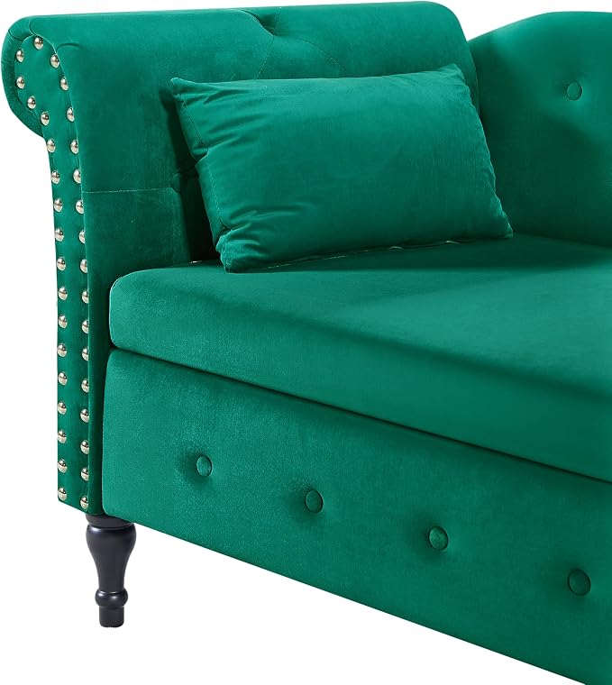 Aoowow Velvet Upholstered Bedroom Storage Bench End of Bed, Rolled Arm Indoor - Image 4