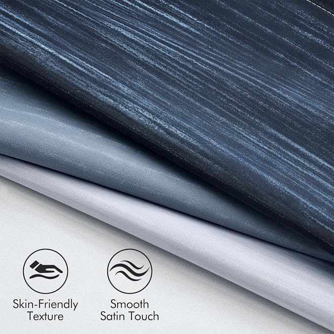 MIULEE Navy Blue and Greyish White Ombre Blackout Curtains 52Wx96L Set of 2 | - Image 4