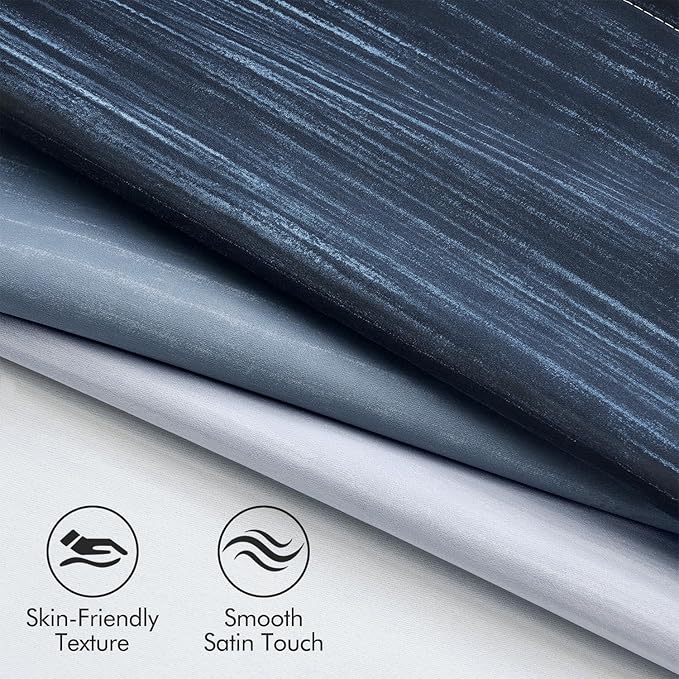 MIULEE Navy Blue and Greyish White Ombre Blackout Curtains 52Wx90L Set of 2 | - Image 4