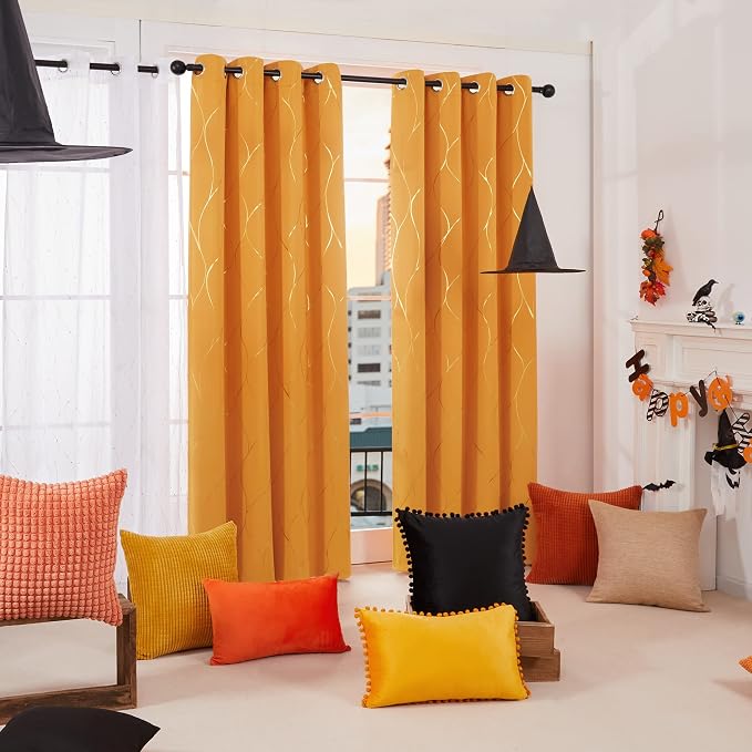 Deconovo Curtains for Living Room, Pattern Blackout Curtains 63 Inches Long | - Image 3