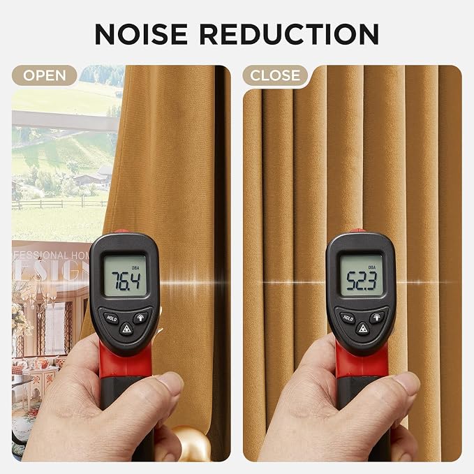 Joydeco 100% Blackout Curtains Velvet Black Out Curtain 108 Inch Drapes | - Image 6