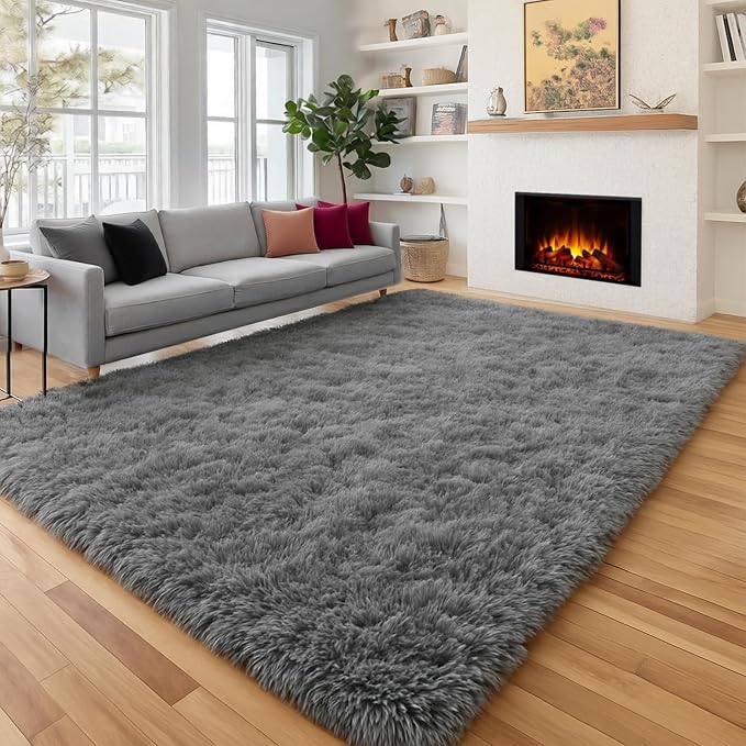 Grey Area Rugs for Living Room Bedroom Rug 5x8 Rugs Soft Plush Fluffy Rug for by PAGISOFE
