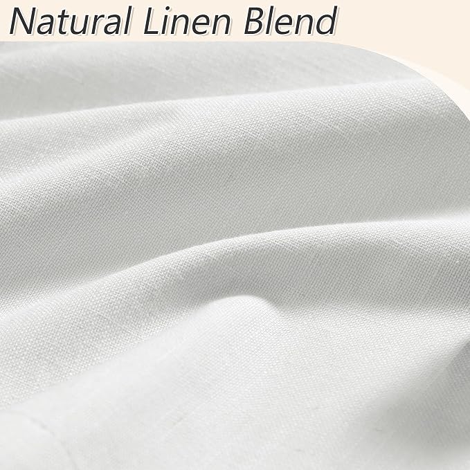 White 100% Blackout Linen Curtains 52 Inch Wide by 70 Inch - Image 4