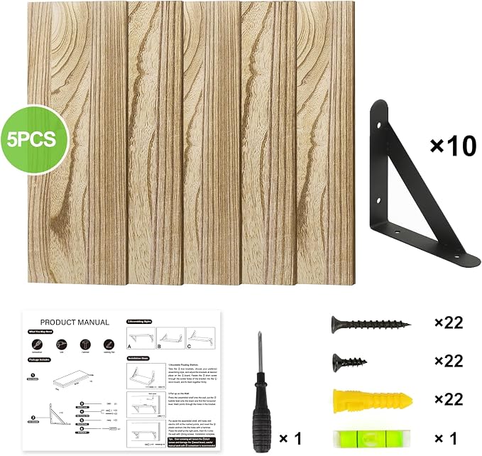 Fixwal Wall Floating Shelves for Decor | Wood Shelves, Natural Grain, 40Lb - Image 5
