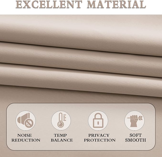 Warm Taupe Living Room Curtain Panels, Energy Saving Thermal Insulated Room - Image 4