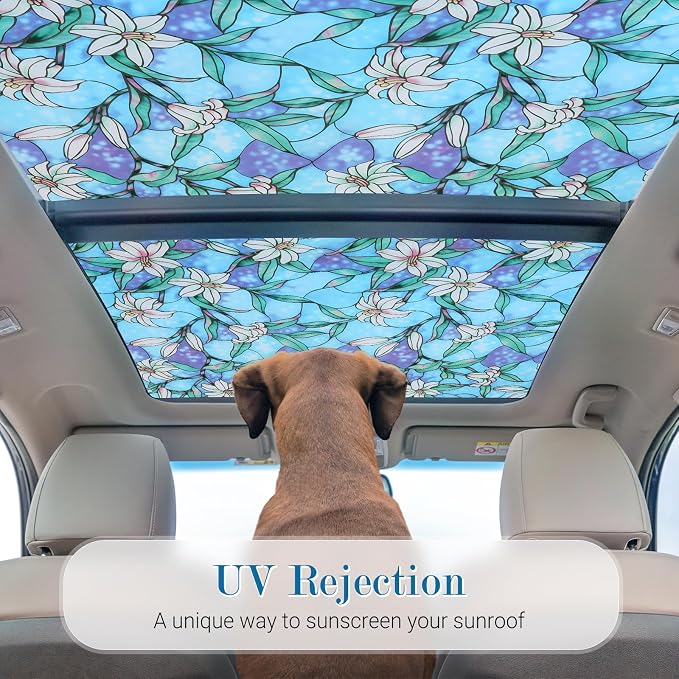 rabbitgoo Stained Glass Window Privacy Film, 35.4" X 78.7" | Anti UV Heat - Image 3