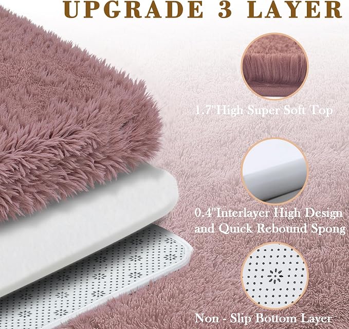 6x9 Shag Area Rug for Living Room, Blush Soft Plush Fluffy Carpet | Non-Slip - Image 5