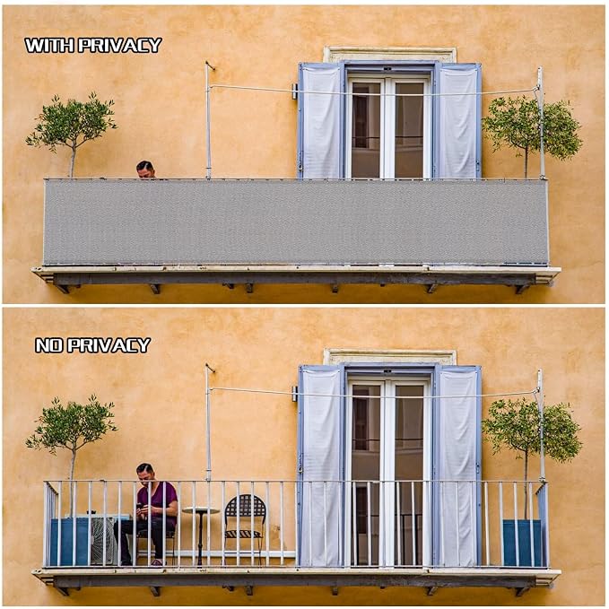 3'x10' Grey Balcony Privacy Screen Fence Windscreen 90% UV Block | 90% privacy - Image 5