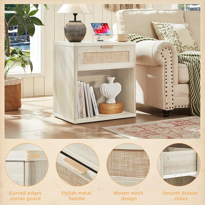 LEYAOYAO Rattan 23" Nightstands Set of 2 - Image 5