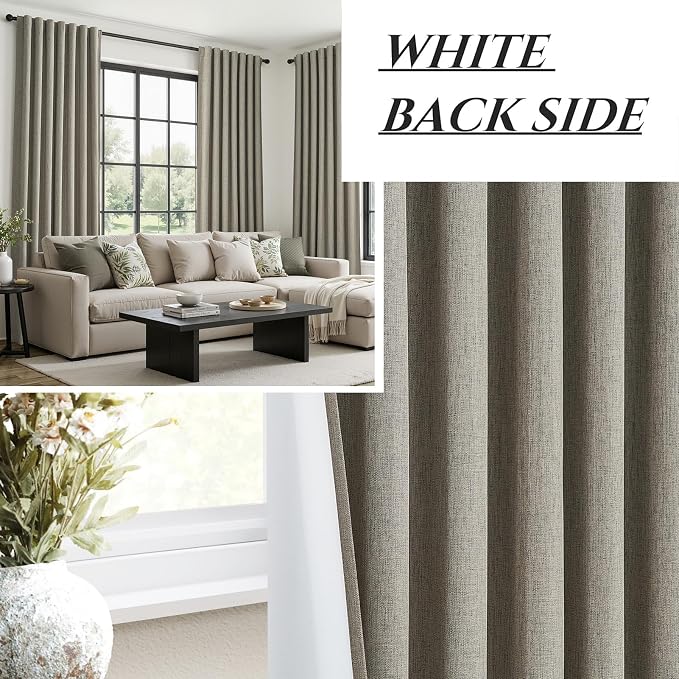 Grey Green Blackout Linen Curtains 102 Inches Long - Image 5