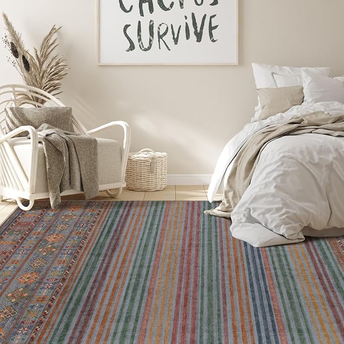 Nakagishi Boho 5x7 Area Rug Living Room Rugs Machine Washable Multi Color | Soft - Image 7