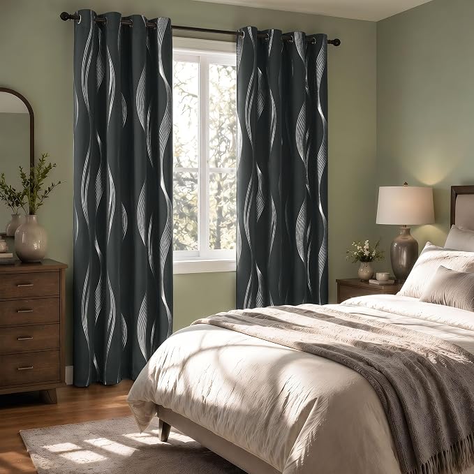 Deconovo Curtains for Living Room, Pattern Blackout Curtains 45 Inches Long | - Image 7