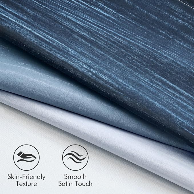 MIULEE Royal Blue and Greyish White Ombre Blackout Curtains 52Wx72L | Full Room - Image 4