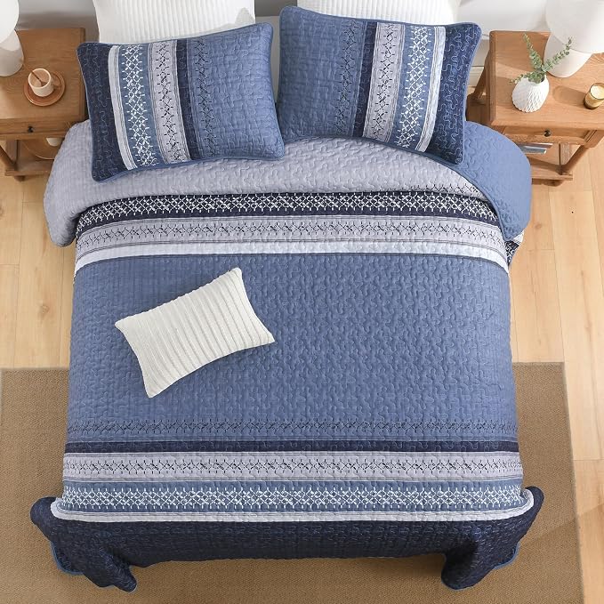 Cottolester King Quilt Bedding Set, All Seasons Microfiber Boho Quilt Set - Image 4