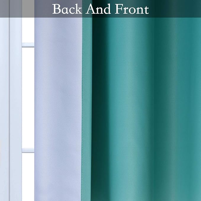 SimpleHome Teal to Grey White Ombre Room Darkening Curtains 72 Inch | Curtains - Image 5