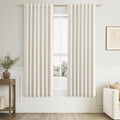 100% Blackout Linen Curtains for Bedroom 60 Inches Long Natural Cream Black Out by Guken