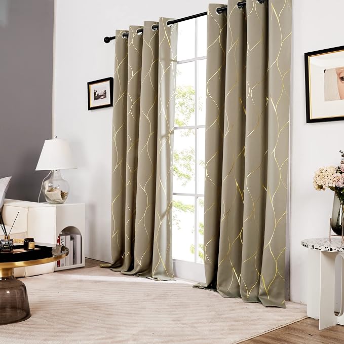 Deconovo Curtains for Living Room, Pattern Blackout Curtains 108 Inch Long | - Image 3