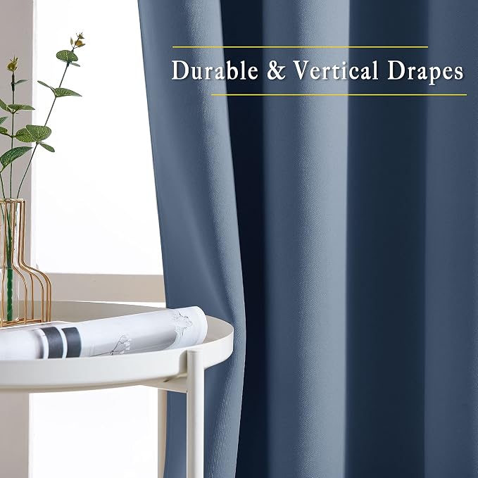 NICETOWN Stone Blue Blackout Doorway Curtains 80 inches Long, Grommet Light - Image 5