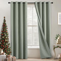 COSVIYA 100% Blackout Sage Green Linen Curtains & Drapes 90 Inch Length | Light by COSVIYA