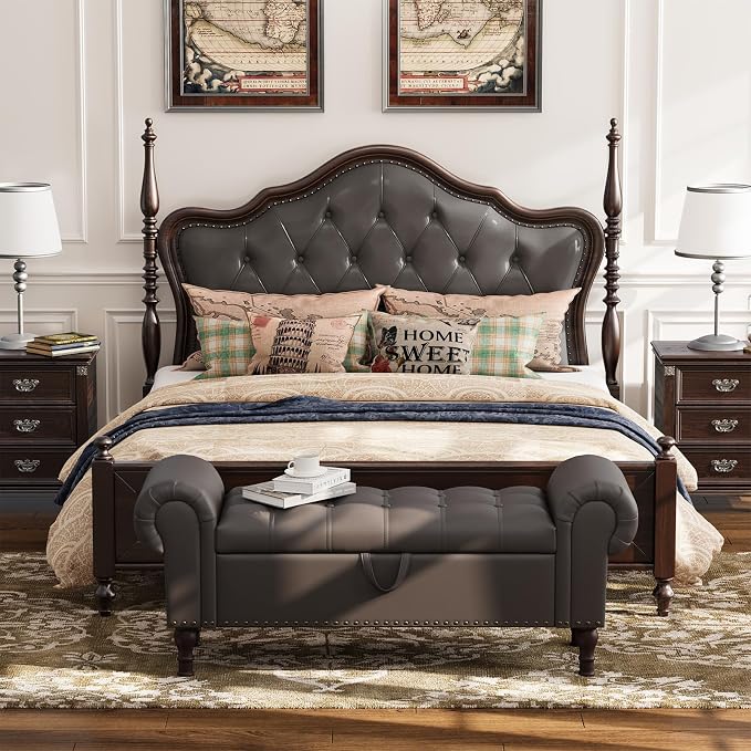 Apicizon 50" Bench with Storage, Upholstered Tufted Button Bedroom Bench with - Image 3