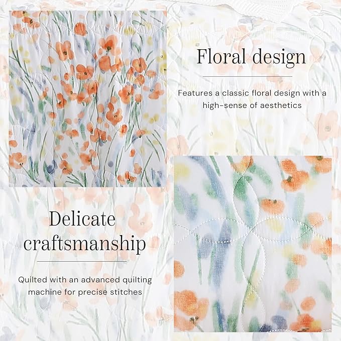 Twin/Twin XL Quilt Set-2 Pieces Soft Bedding Floral Reversible Coverlet | All - Image 3