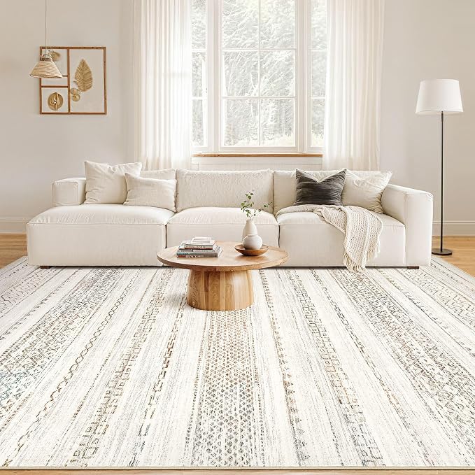 Nakagishi Area Rug Living Room Rugs: 7X9 Machine Washable Boho Large Neutral - Image 5