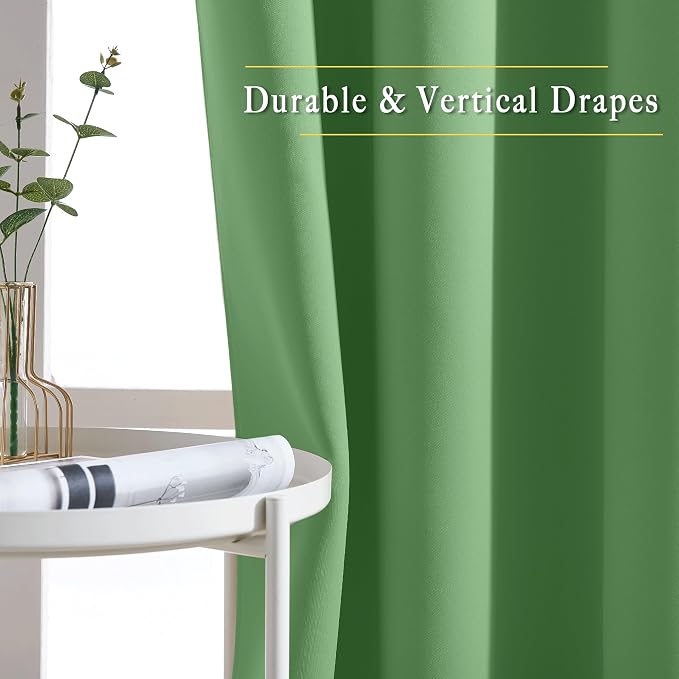 NICETOWN Forest Green Blackout Curtains Grommet - Image 5