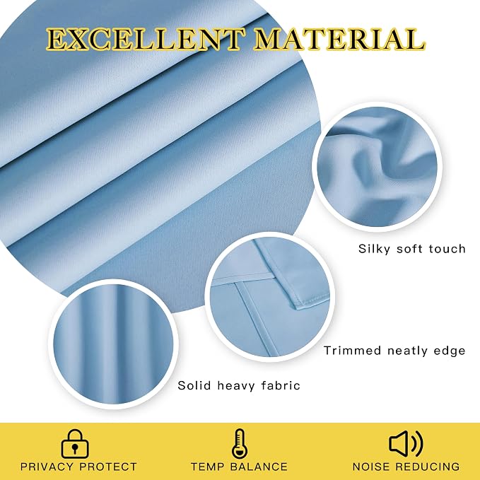 NICETOWN Blue Room Divider Curtains 100 inches Wide Curtains, Grommet Thermal - Image 3