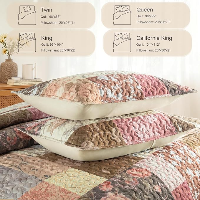 Whale Flotilla Patchwork Quilts Queen Size, Extra Soft Floral Bedspreads | - Image 5
