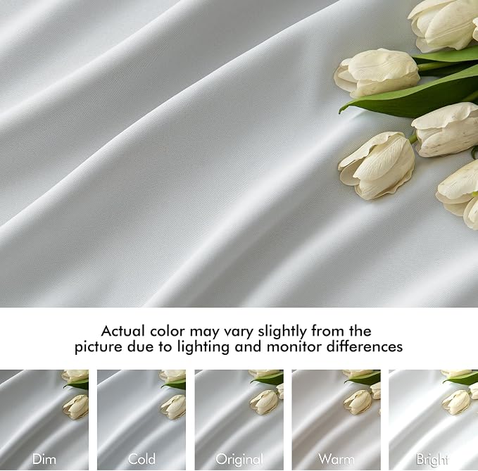 MIULEE Greyish White Back Tab Blackout Curtains 52x102 Inch Long 2 Panels | Rod - Image 8