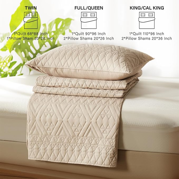 akkialla Twin Size Quilt Bedding Set, Modern Style Geoetric Pattern Coverlet Set - Image 7