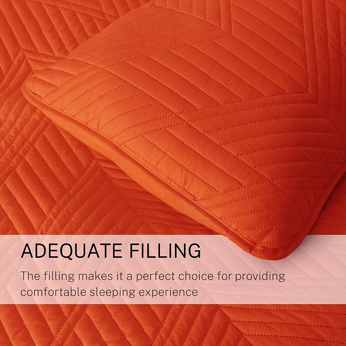 Exclusivo Mezcla Ultrasonic King Quilt Bedding Set, Burnt Orange | Lightweight - Image 6