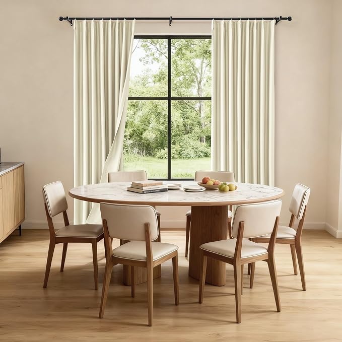 Etherealveil Beige Pinch Pleated Blackout Curtains 2 Panels 52"x96" | Back Tabs - Image 2