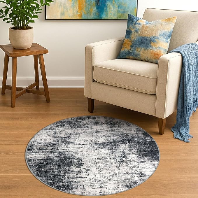 Round Area Rug 3 Ft Circle Entryway Rugs Round Washable Door Mat Indoor Entrance - Image 2