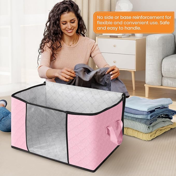 4 Pack Storage Bags for Clothes Blanket Storage Bins - Image 3
