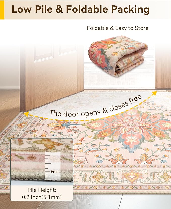 RELEANY Washable Area Rug, Square 4'x4', Water Repellent, Pet Friendly - Image 4