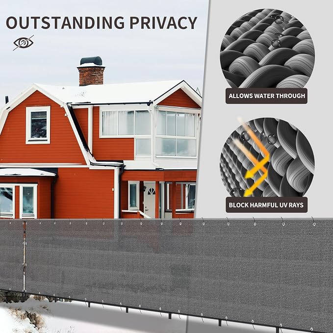 LOVE STORY Custom Size 3.3'x45' Balcony Privacy Screen Cover, Dark Grey | HDPE - Image 4