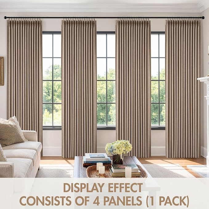 MIULEE Pinch Pleated 100% Blackout Curtains 40"x102" Long Linen 4 Panel Set | - Image 7