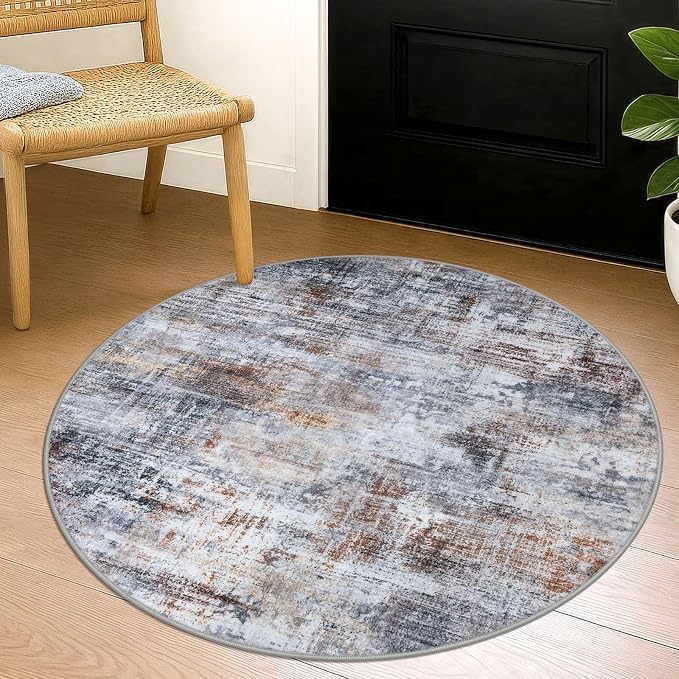 Round Area Rug 3 Ft Circle Entryway Rugs Round Washable Door Mat Indoor Entrance by iOhouze