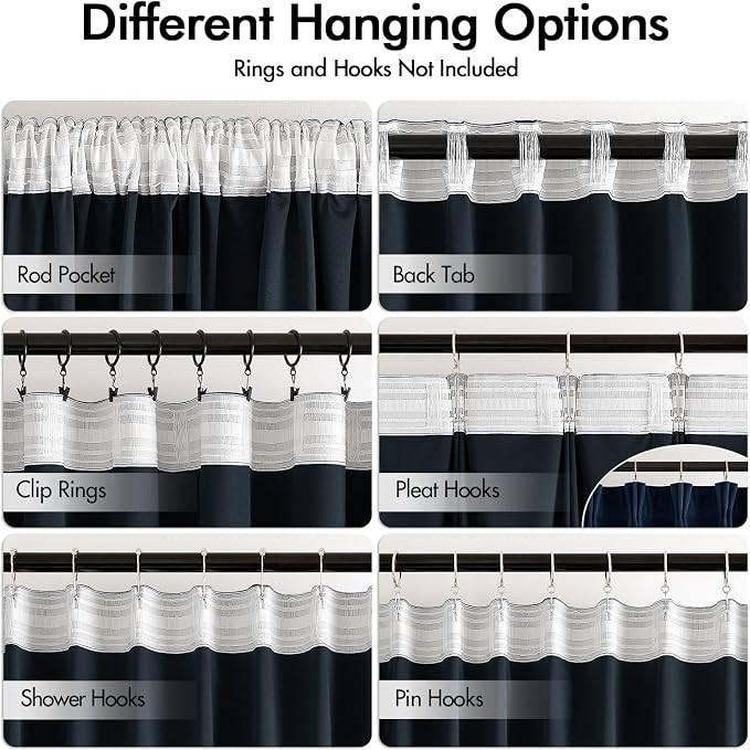MIULEE Navy Blue Velvet Pinch Pleat Blackout Curtains W52 X L84 Inches | 2 - Image 2