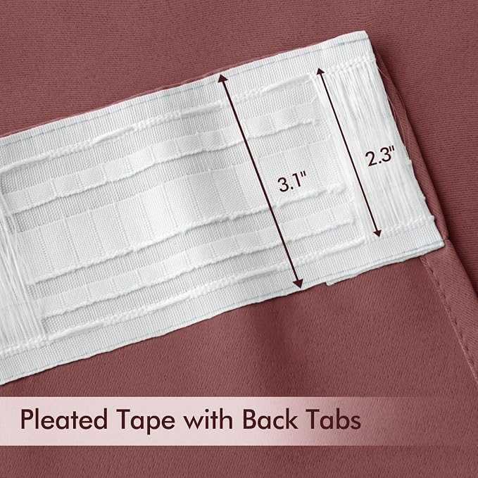 MIULEE Dusty Rose Back Tab Blackout Curtains 52x72 Inches Long 2 Panels Set | - Image 4