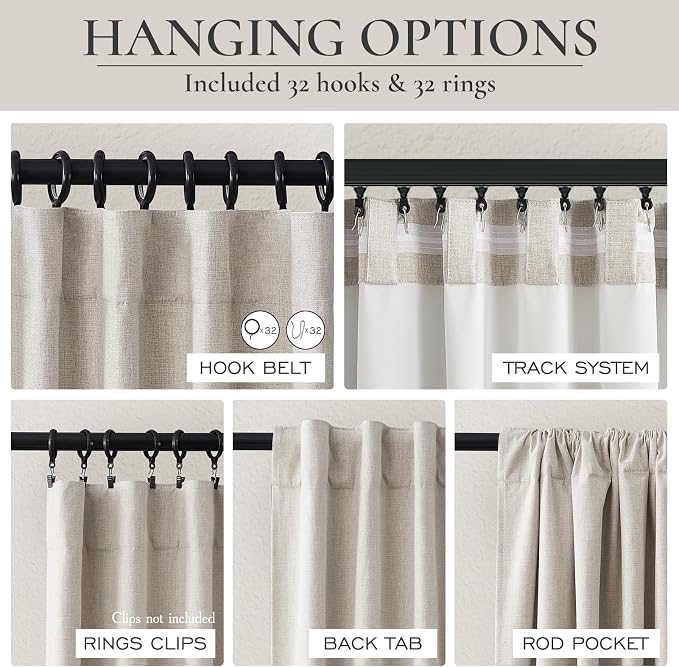 QJmydeco Black Out 98 Inch Long Boho Curtains 2 Panel Set, Farmhouse Curtains - Image 3