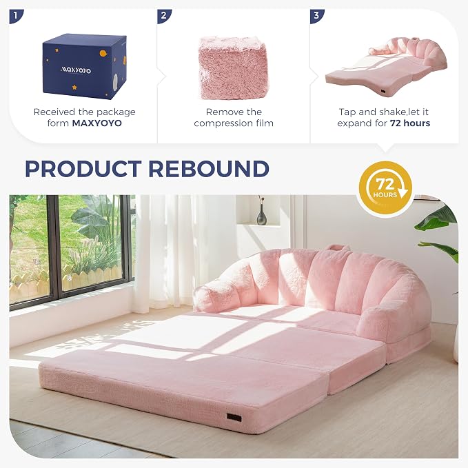 MAXYOYO Folding Sofa Bed, 2 in 1 Convertible Sofa to Lounger | Comfy Loveseat - Image 7